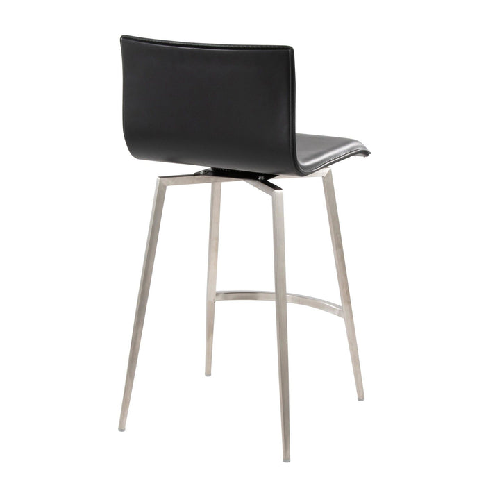 Mason - 26" Upholstered Fixed-Height Counter Stool With Swivel (Set of 2) - Stainless Steel