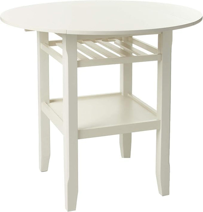 Wood Rounded Drop Leaf Bar Table - Cream