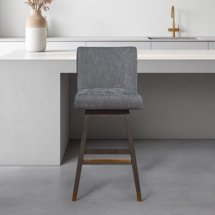 30" Solid Wood Swivel Bar Height Bar Chair - Gray