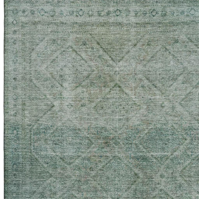 10' X 14' Geometric Washable Area Rug With UV Protection (716767) - Teal / Pale Aqua