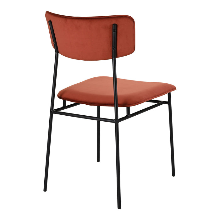 Upholstered Fabric Open Back Dining Side Chairs (Set of 2) - Amber / Black