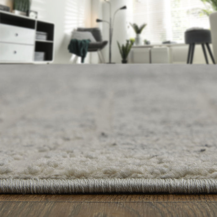 8' X 10' Industrial Abstract Power Loom Area Rug - Ivory