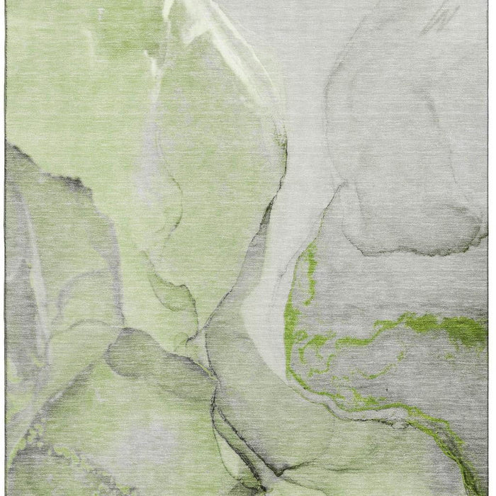 5' X 8' Abstract Washable Area Rug With UV Protection (646824) - Green / Gray / Ivory