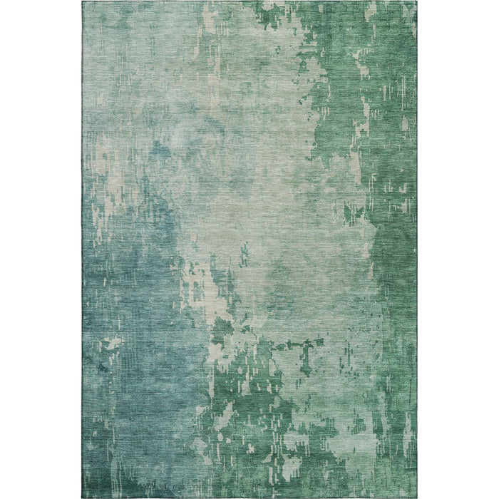 10' X 14' Abstract Washable Area Rug With UV Protection (692565) - Emerald / Denim Blue