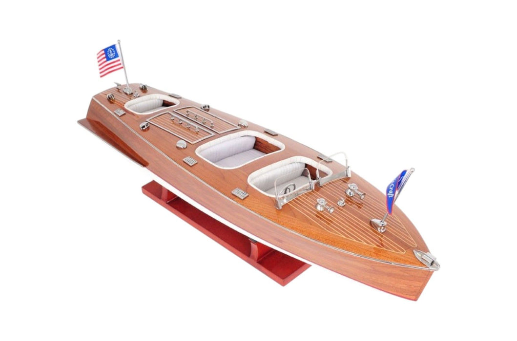 Hand Painted Model Boat Tabletop Sculpture (401867) - Brown