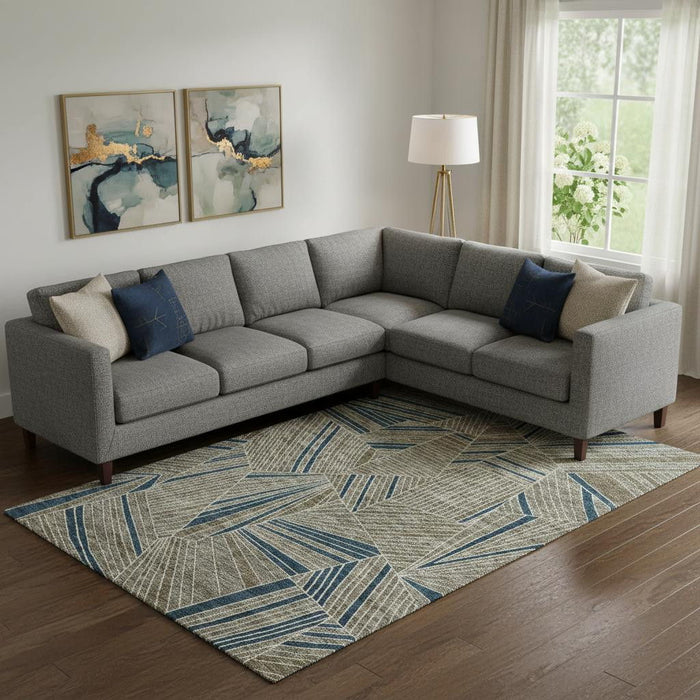 10' X 14' Geometric Washable Area Rug With UV Protection (672791) - Taupe / Beige