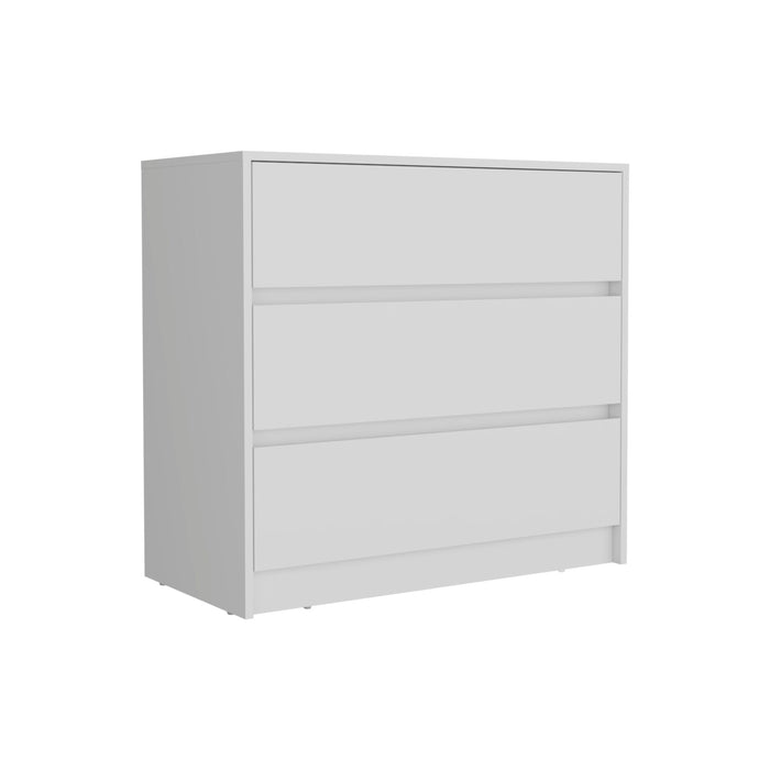 33" Wood Three Drawer Dresser - White
