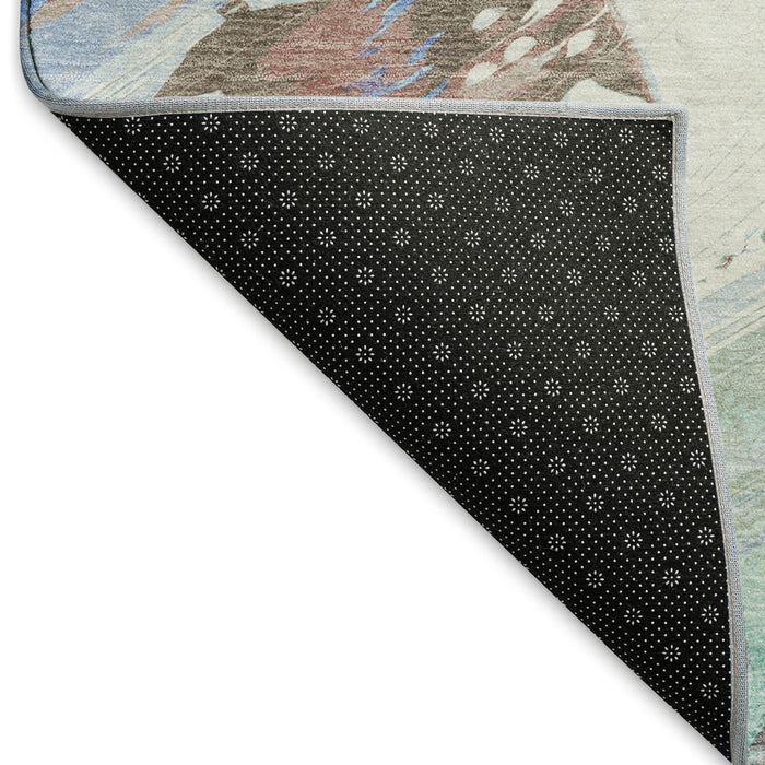 10' X 14' Abstract Washable Area Rug With UV Protection (694158) - Sky Blue / Ivory / Charcoal