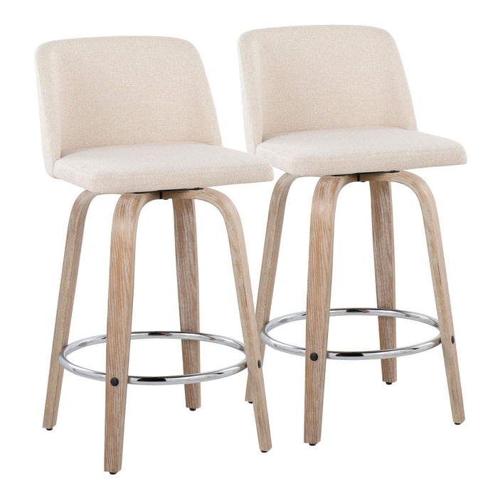 Toriano - 26" Fixed-Height Counter Stool (Set of 2) - Cream Noise