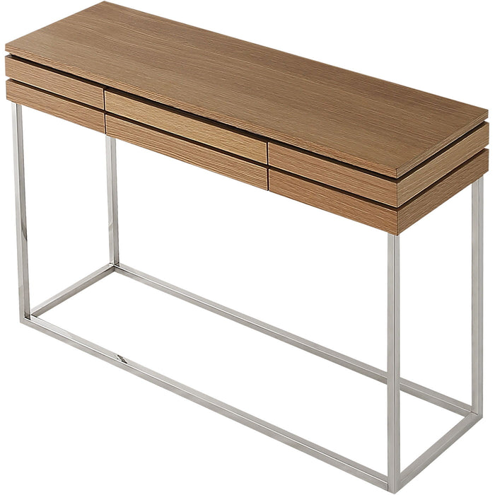Frame Console Table And Drawers - Brown And Silver