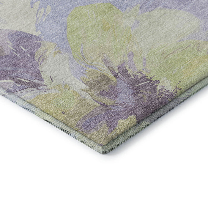 10' X 14' Floral Washable Area Rug With UV Protection (694424) - Wheat / Lavender / Ivory