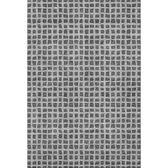 10' X 14' Geometric Washable Area Rug With UV Protection - Graphite / Silver