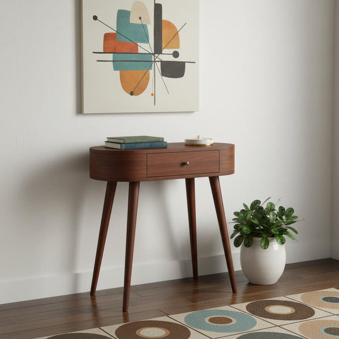 Solid Wood Solid Console Table With Two Drawers (719163) - Brown