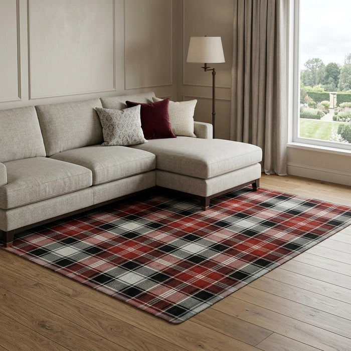 10' X 14' Abstract Geometric Washable Area Rug With UV Protection (701876) - Black / Red / White