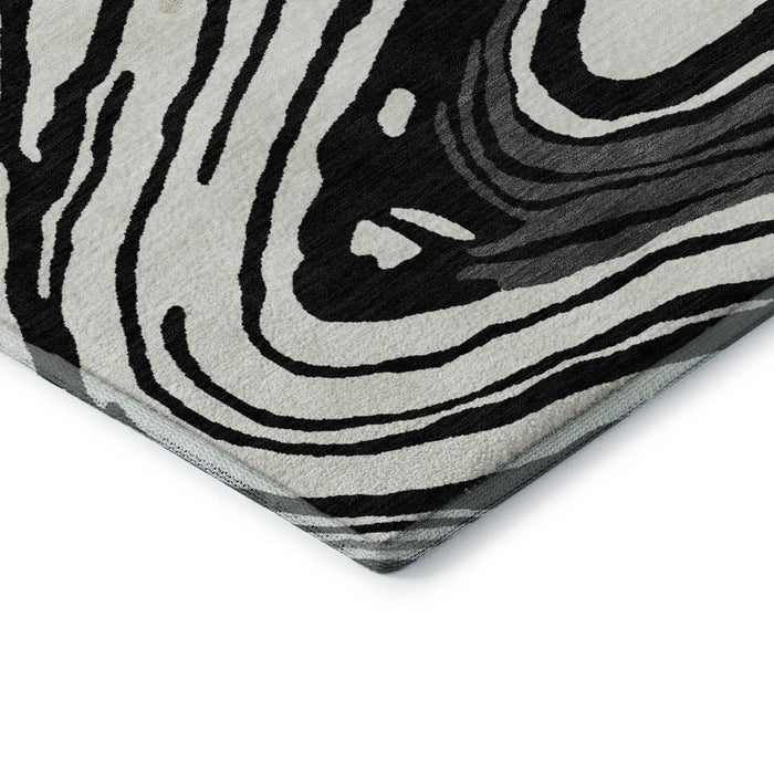 10' X 14' Abstract Washable Area Rug With UV Protection (682403) - Black / Ivory / Gray
