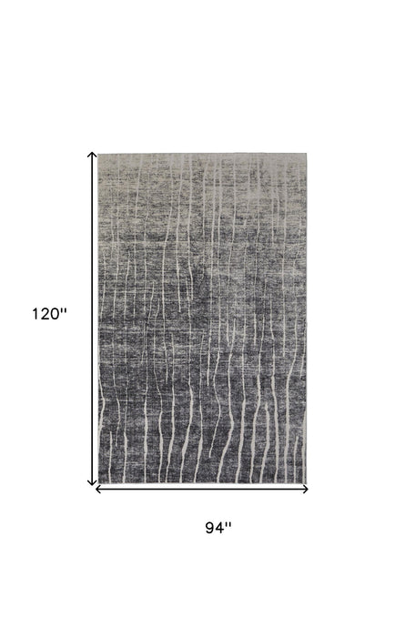 8' X 10' Industrial Abstract Power Loom Area Rug - Ivory