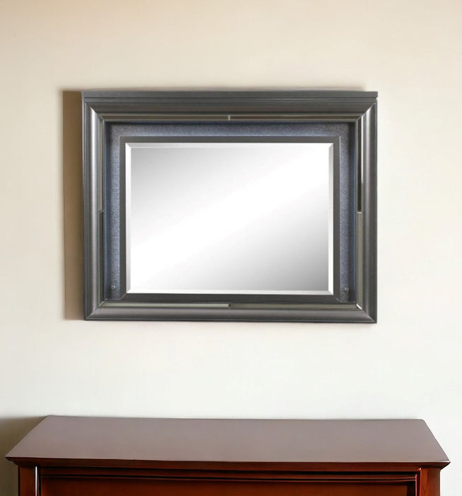 39" Lighted Framed Mounted Dresser Mirror - Gunmetal
