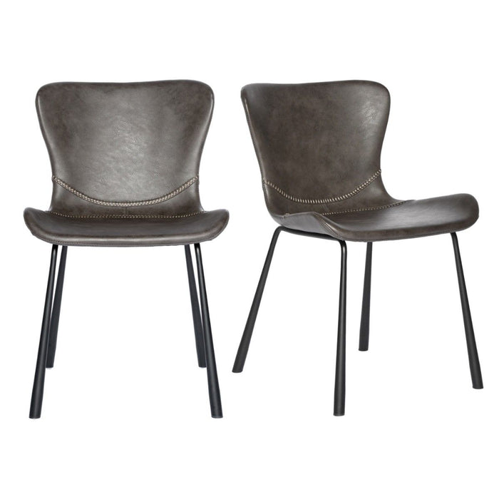 Upholstered Leather Dining Chairs (Set of 2) - Gray