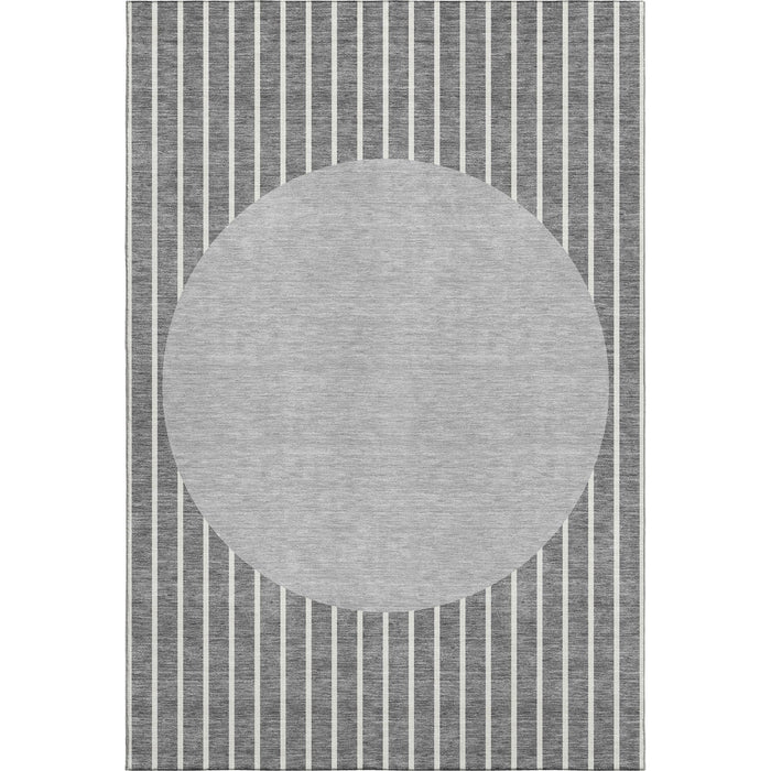 10' X 14' Striped Washable Area Rug With UV Protection (678293) - Gray / Ivory / Silver