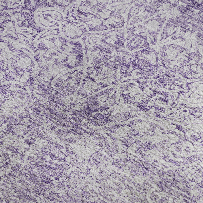 10' X 14' Oriental Washable Area Rug With UV Protection (700607) - Lilac / Ivory