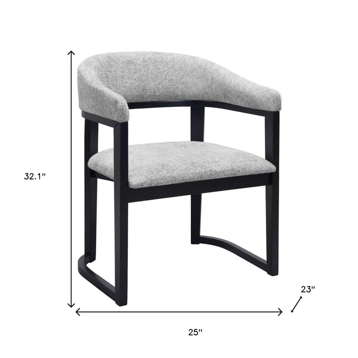 Upholstered Fabric Open Back Dining Arm Chair - Gray / Black