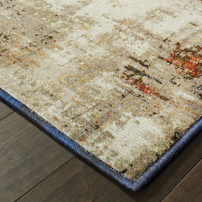 8' x 11' Abstract Power Loom Area Rug - Blue And Beige