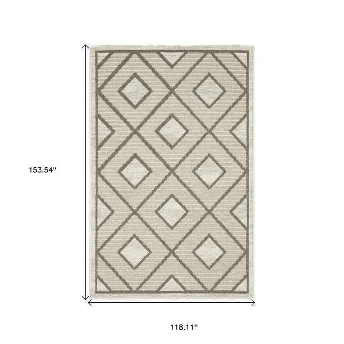 10' X 13' Geometric Area Rug - Beige / Brown