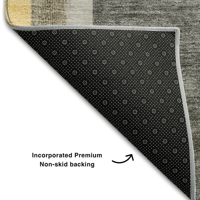 10' X 14' Geometric Washable Area Rug With UV Protection (647932) - Taupe / Gold