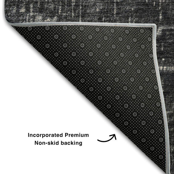 10' X 14' Ombre Washable Area Rug With UV Protection (683363) - Khaki / Gray / Charcoal