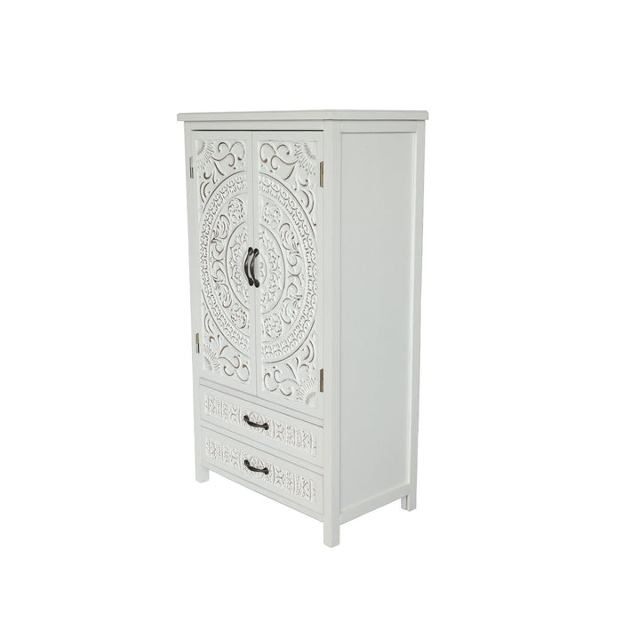 Wood Accent Cabinet With Two Doors Two Drawers - White