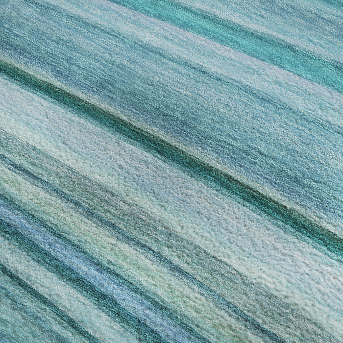 10' X 14' Abstract Washable Area Rug With UV Protection (650356) - Teal / Ivory