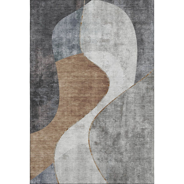 10' X 14' Abstract Washable Area Rug With UV Protection (653170) - Gray / Brown / Ivory