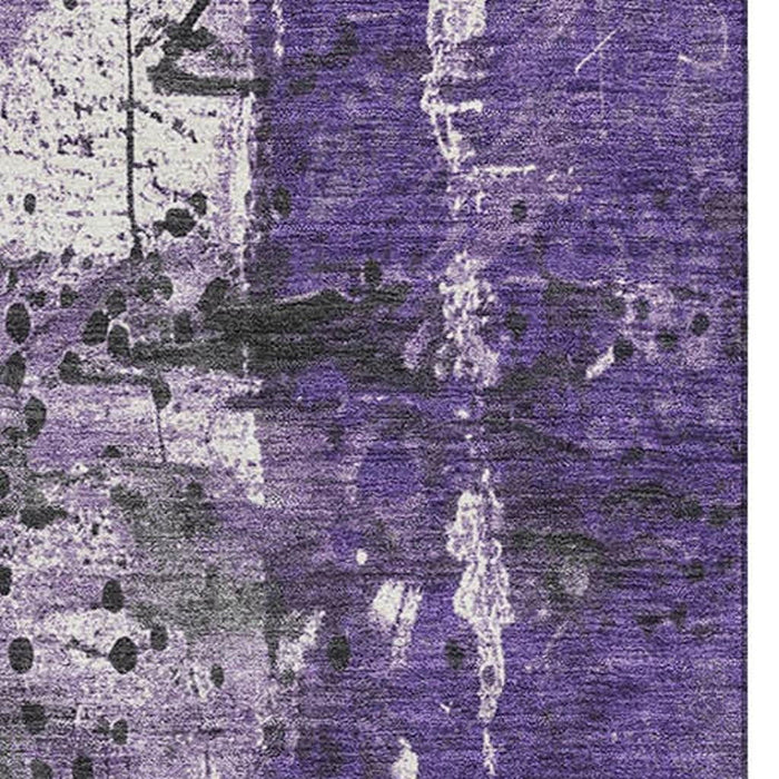 10' X 14' Abstract Washable Area Rug With UV Protection (705371) - Purple / Gray / Ivory