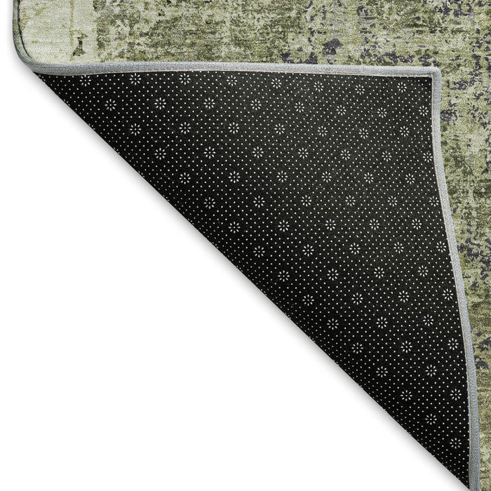 10' X 14' Abstract Washable Area Rug With UV Protection (693378) - Artichoke Green / Charcoal / Ivory