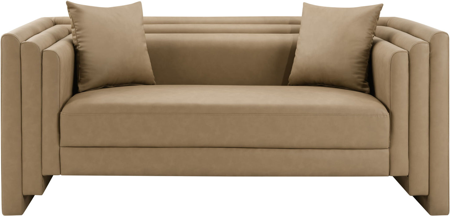 Everett - Vegan Leather 67" Upholstered Loveseat - Tan