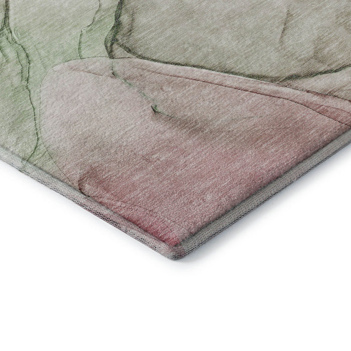 8' Abstract Washable Round Rug With UV Protection (646617) - Blush / Ivory