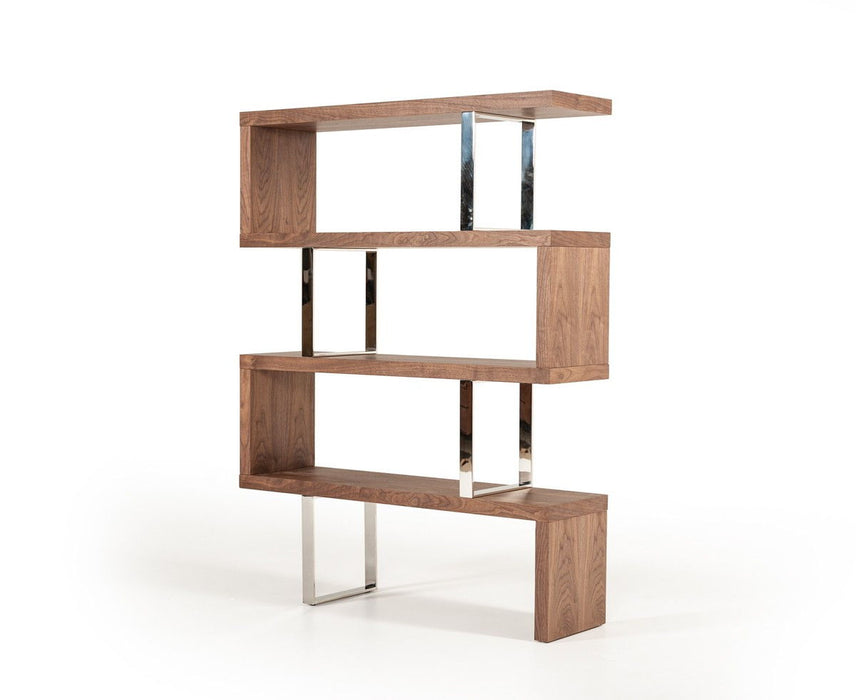 Four Tier Zig Zag Bookcase (482697) - Walnut