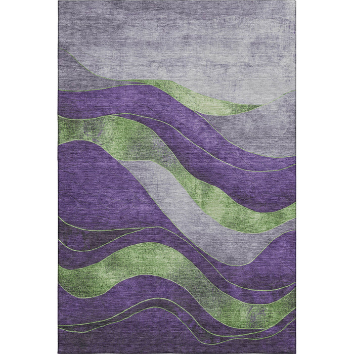 10' X 14' Abstract Washable Area Rug With UV Protection (707149) - Purple / Green