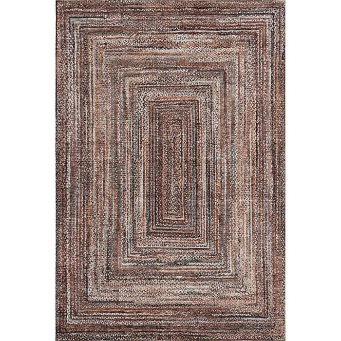 10' X 14' Geometric Washable Area Rug With UV Protection (699274) - Terra Cotta / Beige