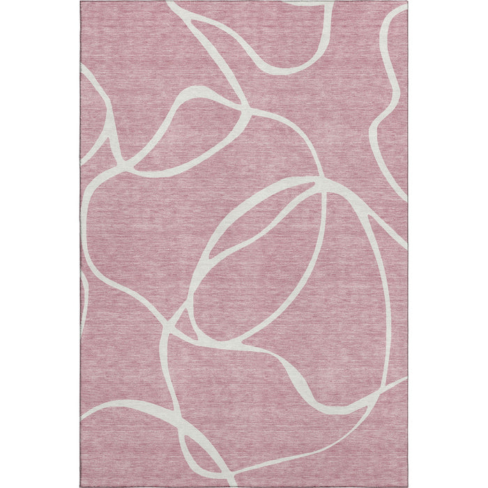 10' X 14' Abstract Washable Area Rug With UV Protection (678664) - Pink / Ivory