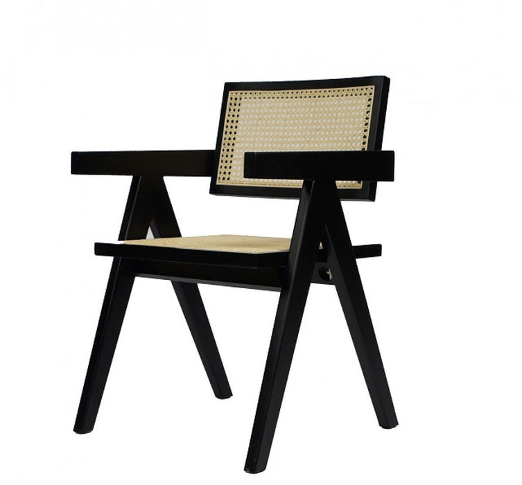 Wood Open Back Dining Arm Chair - Natural / Black
