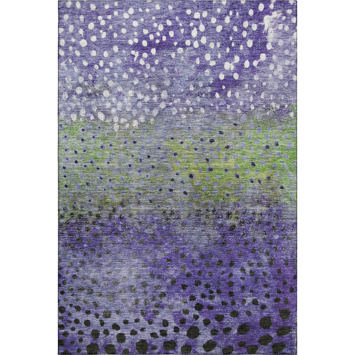 10' X 14' Polka Dot Washable Area Rug With UV Protection (683668) - Purple / Green / Ivory