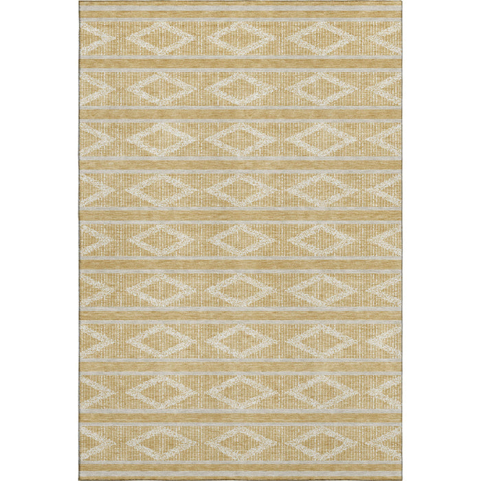 10' X 14' Geometric Washable Area Rug With UV Protection (680777) - Gold / Beige