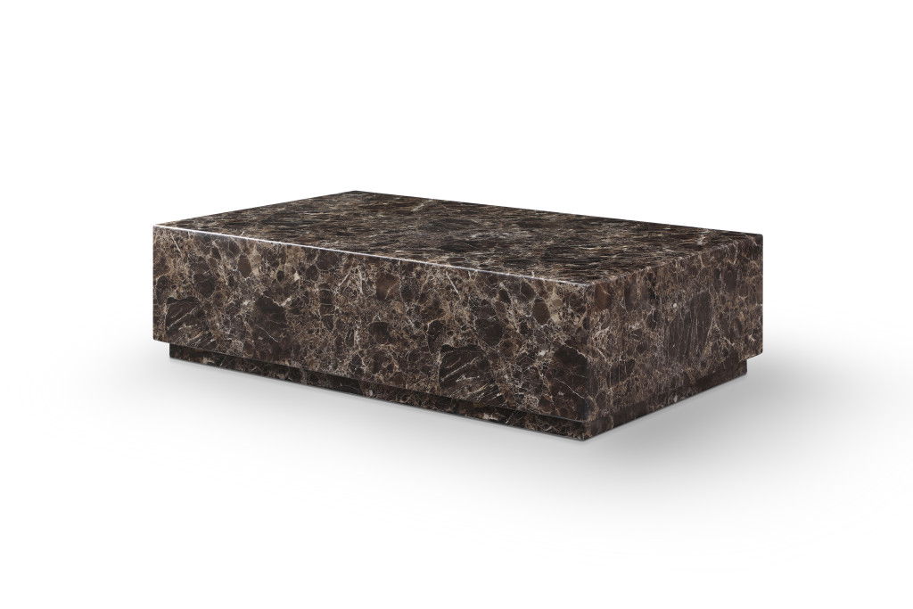 Genuine Marble Block Coffee Table - Brown