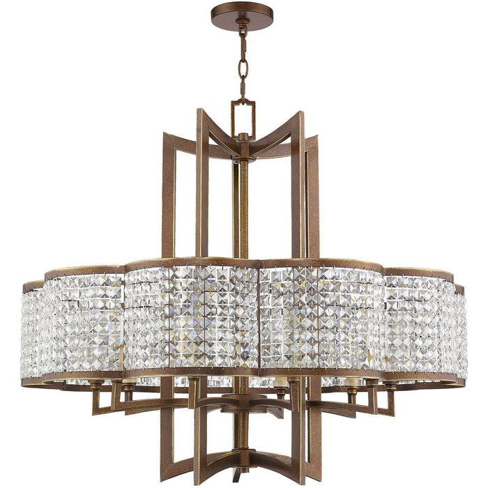 30" Ten Light Dimmable Chandelier With Shades - Bronze