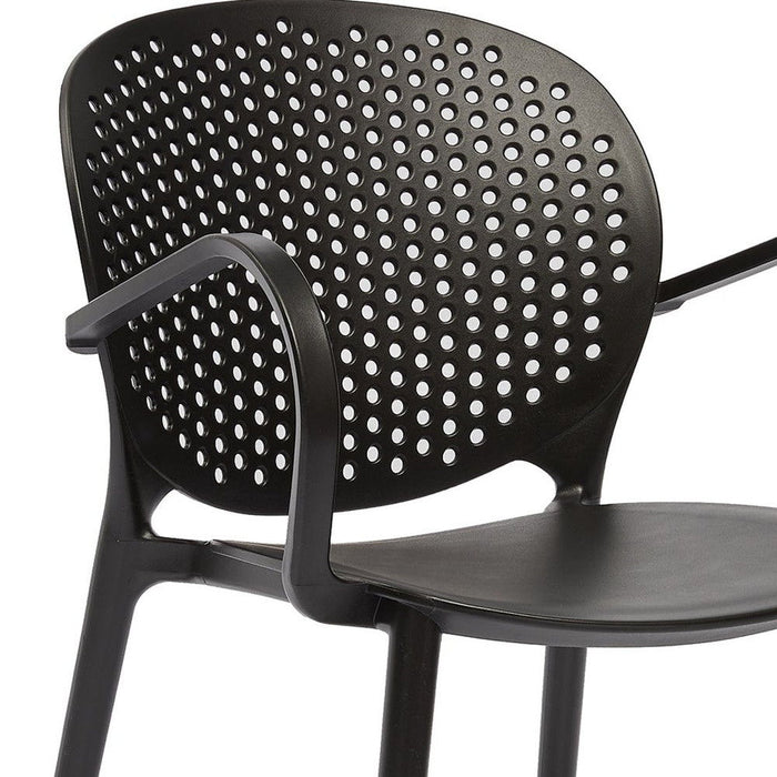Heavy Duty Plastic Partially Open Back Dining Arm Chairs (Set of 4) - Gray