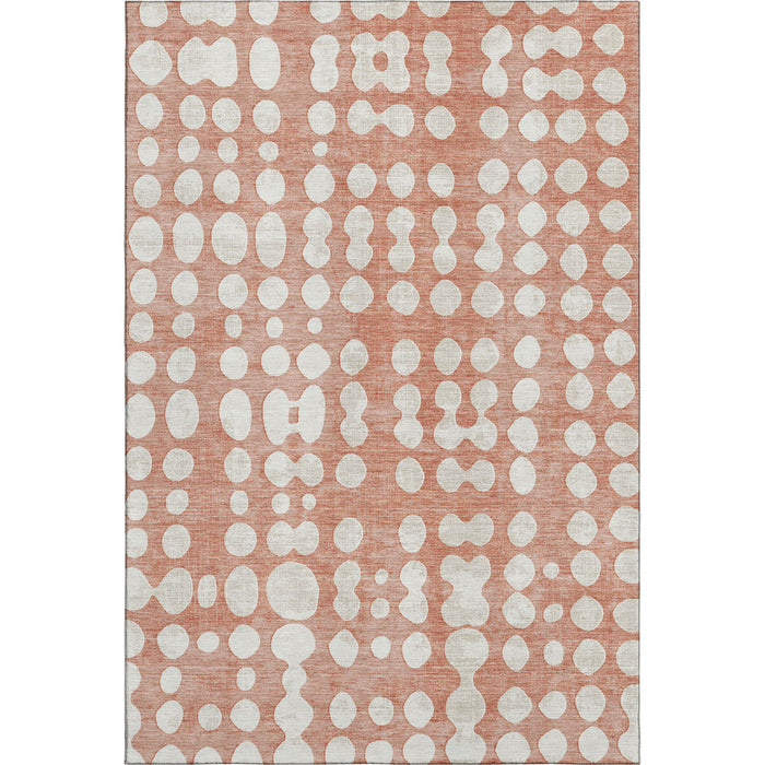 10' X 14' Polka Dot Washable Area Rug With UV Protection (669144) - Salmon / Ivory