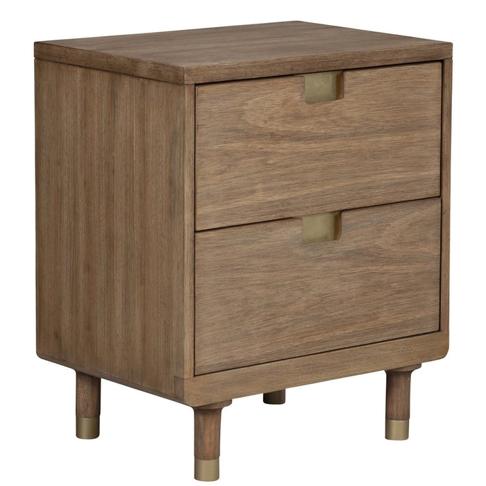 2 Drawer Nightstand - Sandy Brown And Gold