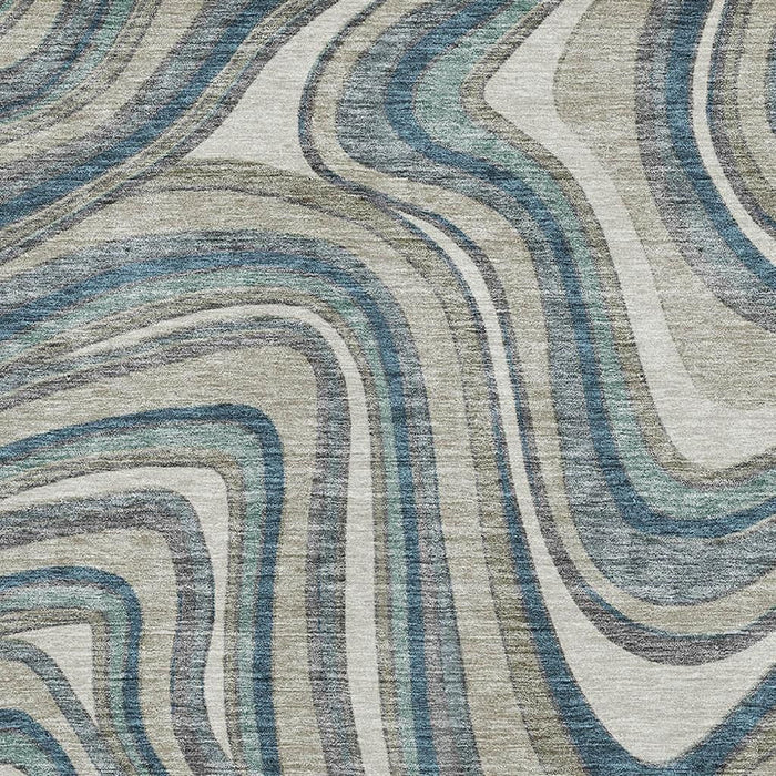 9' X 12' Marble Washable Area Rug With UV Protection - Teal