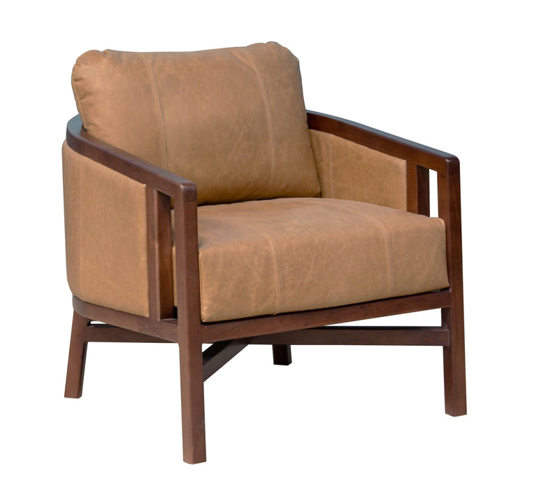 32" Transitional Genuine Leather Arm Chair - Brown